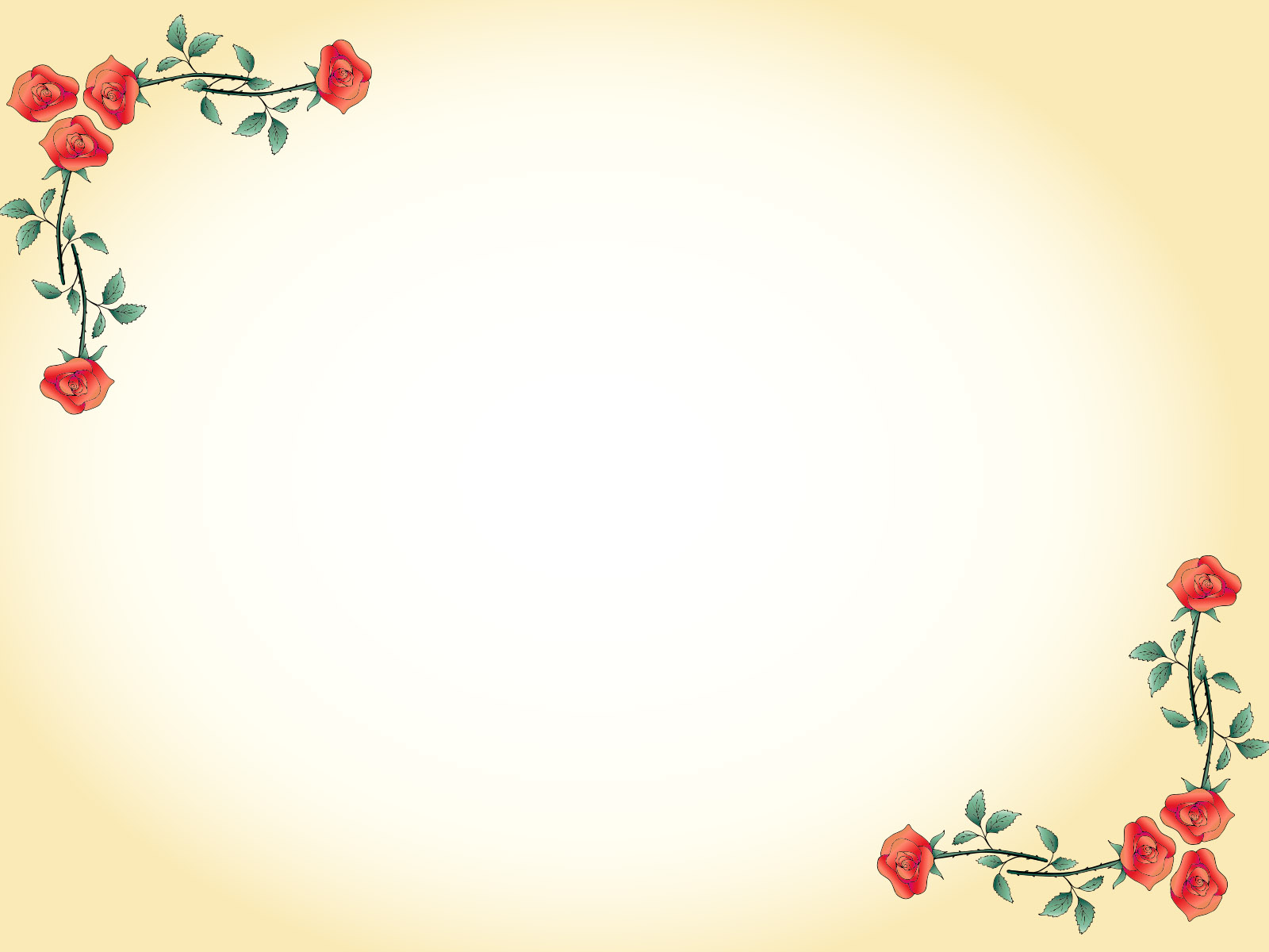 Red Flowers Border Powerpoint Templates - Border & Frames, Flowers, Red, Yellow - Free PPT