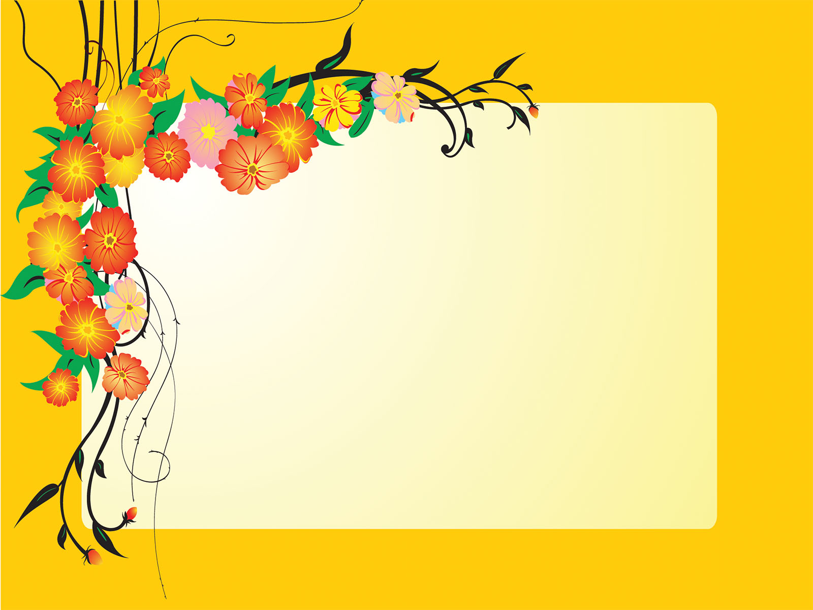 Orange Flowers on Yellow Powerpoint Templates - Flowers - Free PPT  Backgrounds and Templates