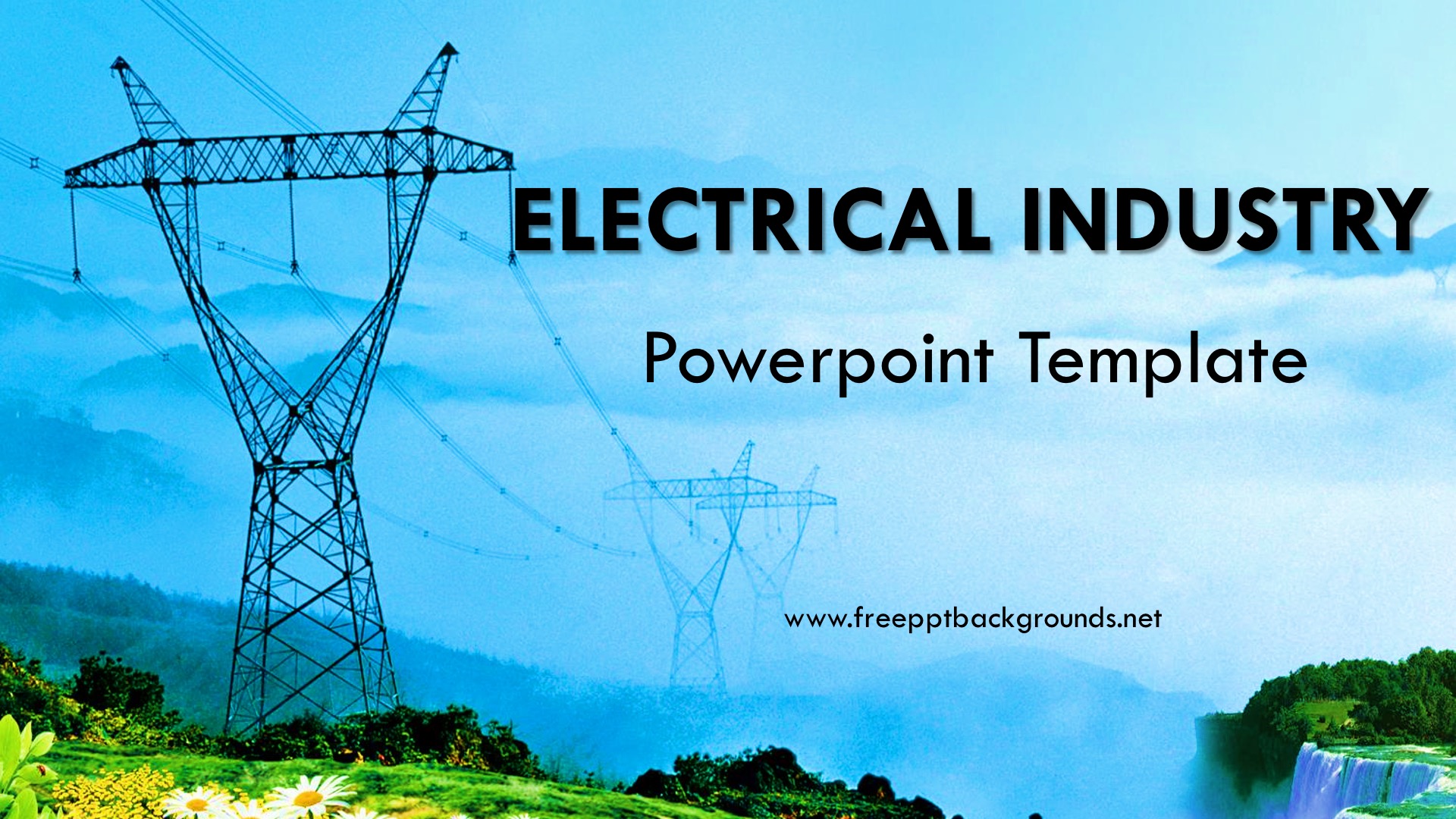 Electrical Industry Powerpoint Templates - Blue, Buildings & Landmarks