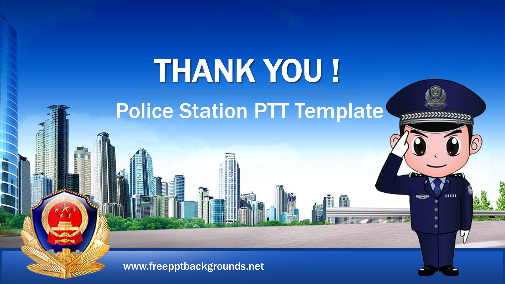 Police Station Powerpoint Templates 3D Graphics Blue Editorial