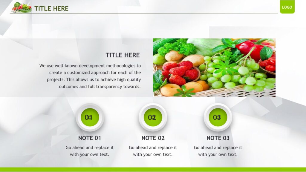 Organic Vegetables Powerpoint Templates - Food & Drink, Green Backgrounds