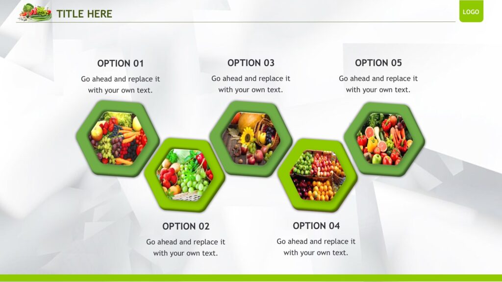 Organic Vegetables Powerpoint Templates - Food & Drink, Green Backgrounds