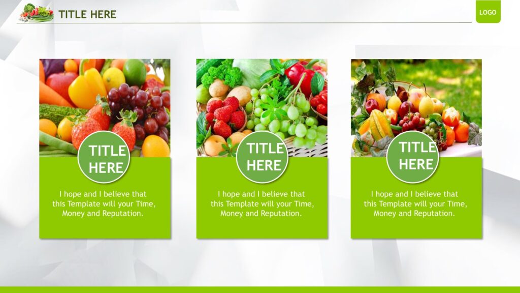 Organic Vegetables Powerpoint Templates - Food & Drink, Green Backgrounds