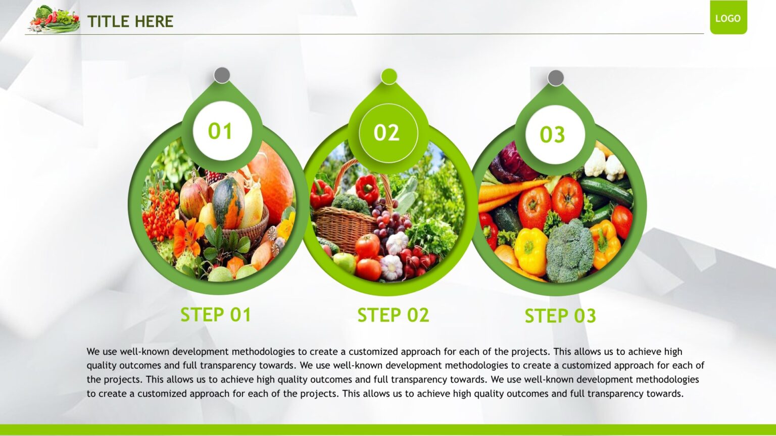 Organic Vegetables Powerpoint Templates - Food & Drink, Green Backgrounds