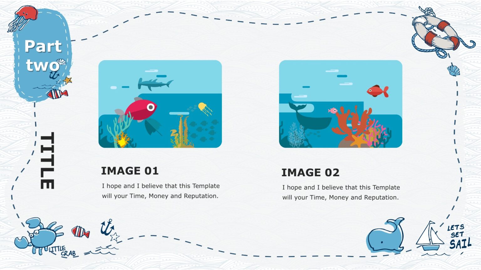 Fishery Marine Powerpoint Templates - Blue, Border & Frames Backgrounds